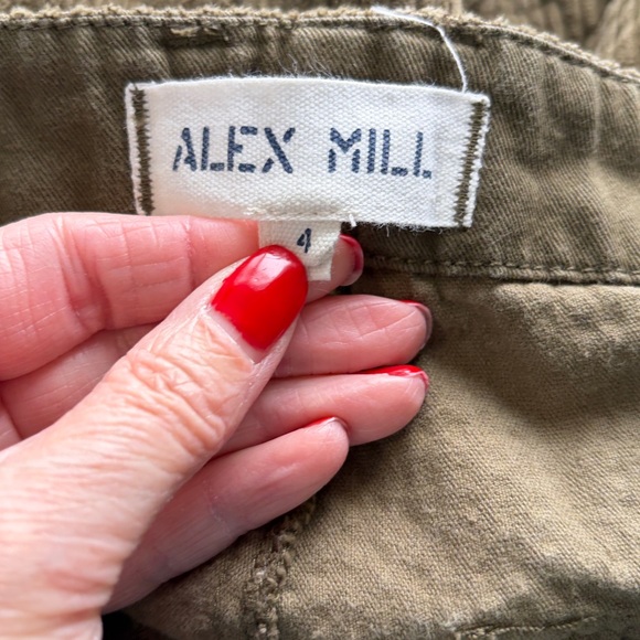 ALEX MILL Neil Cotton Corduroy Straight Leg Pants Olive Green Adjustable Waist 4 - Picture 9 of 15